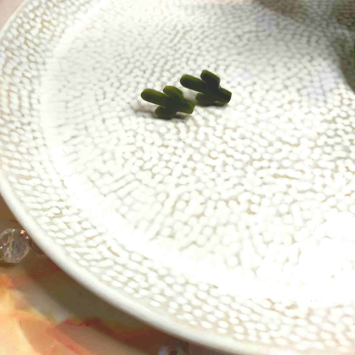"Serena" Cactus Khaki Resin Stud Earrings