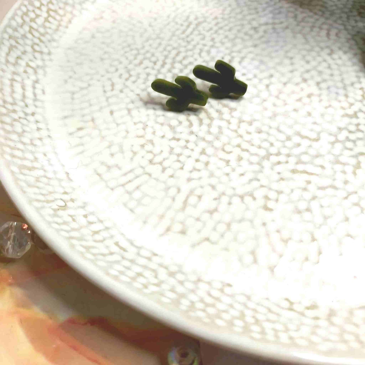 "Serena" Cactus Khaki Resin Stud Earrings