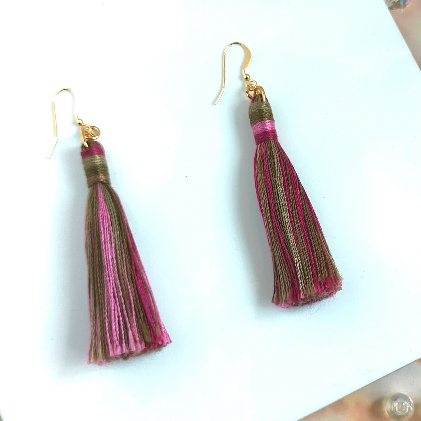 "Cora" 14k Gold-Filled Autumn Forest Tassel Earrings