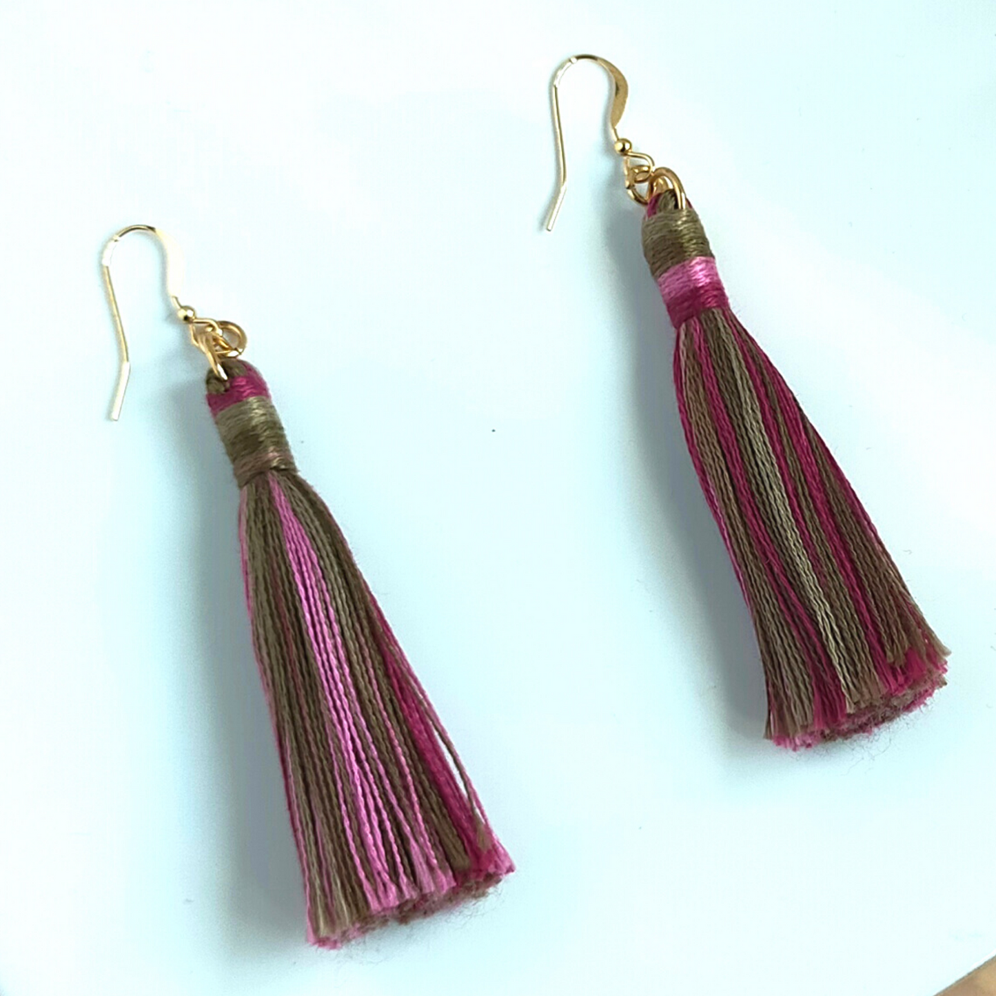 "Cora" 14k Gold-Filled Autumn Forest Tassel Earrings