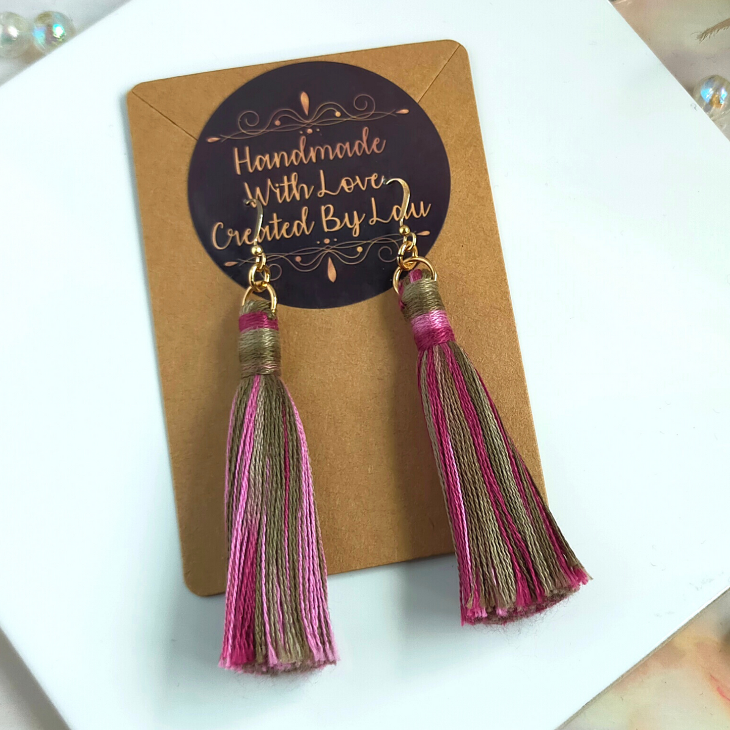 "Cora" 14k Gold-Filled Autumn Forest Tassel Earrings