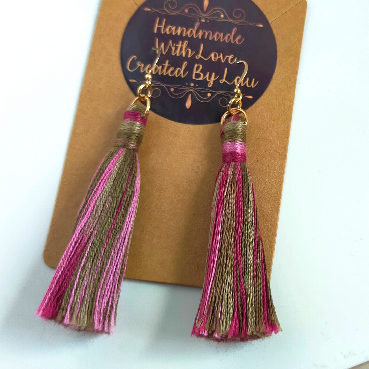 "Cora" 14k Gold-Filled Autumn Forest Tassel Earrings