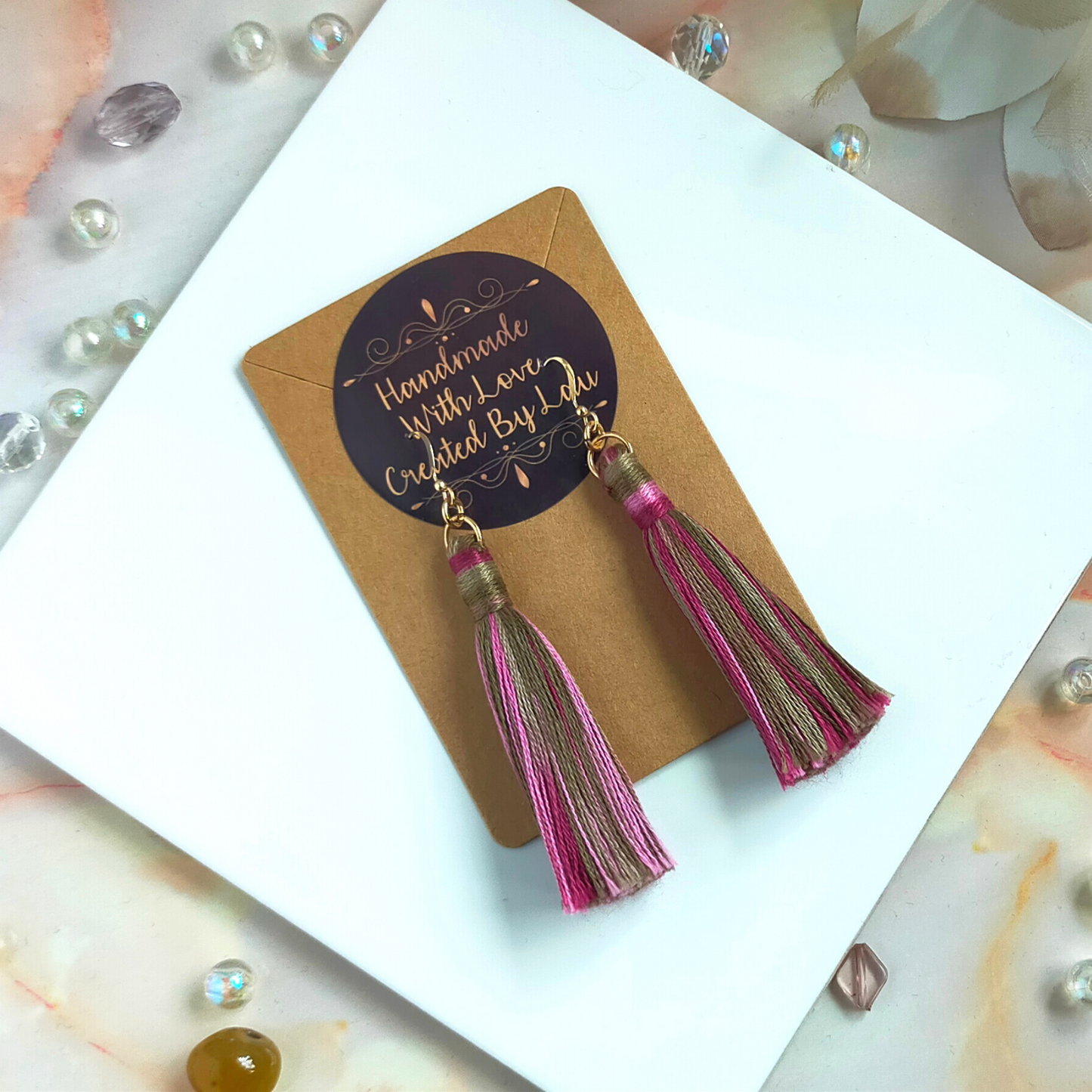 "Cora" 14k Gold-Filled Autumn Forest Tassel Earrings