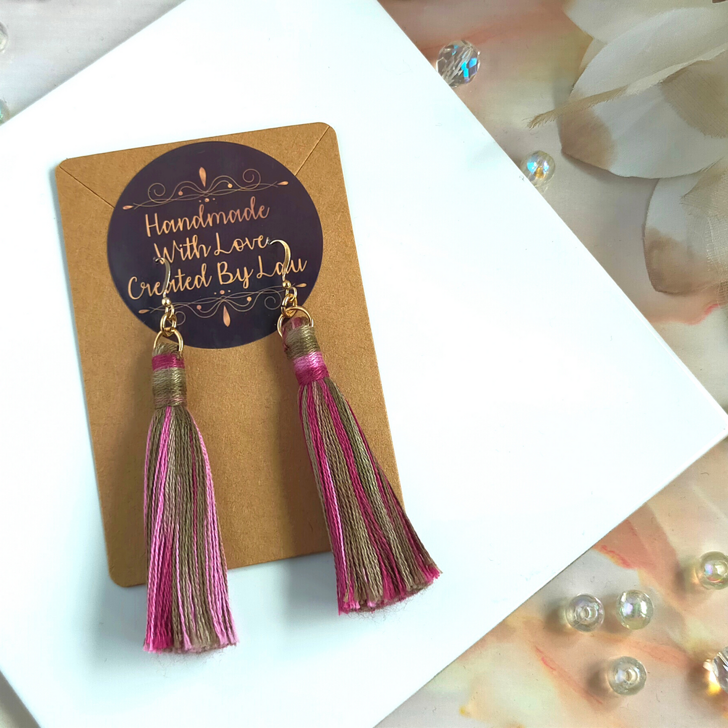 "Cora" 14k Gold-Filled Autumn Forest Tassel Earrings