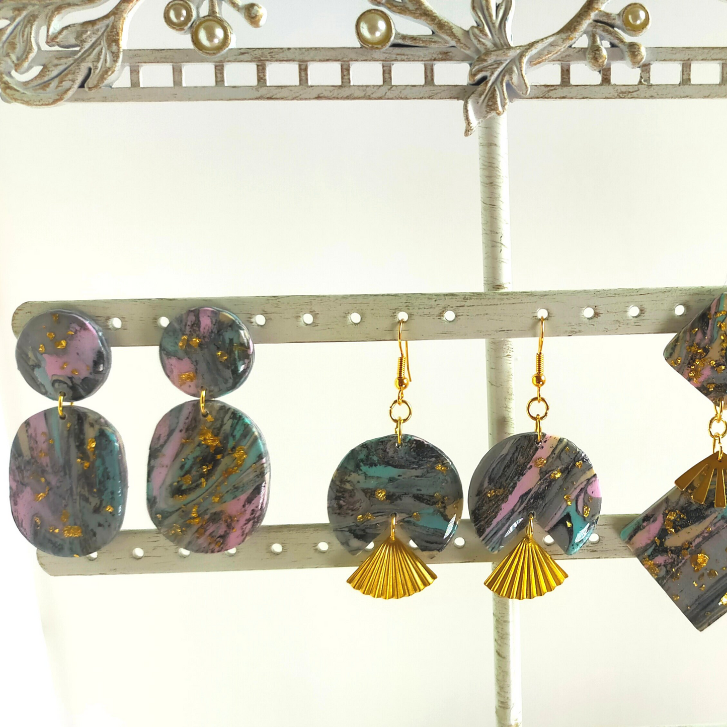 "Edna" Faux Marble Polymer Clay Earrings