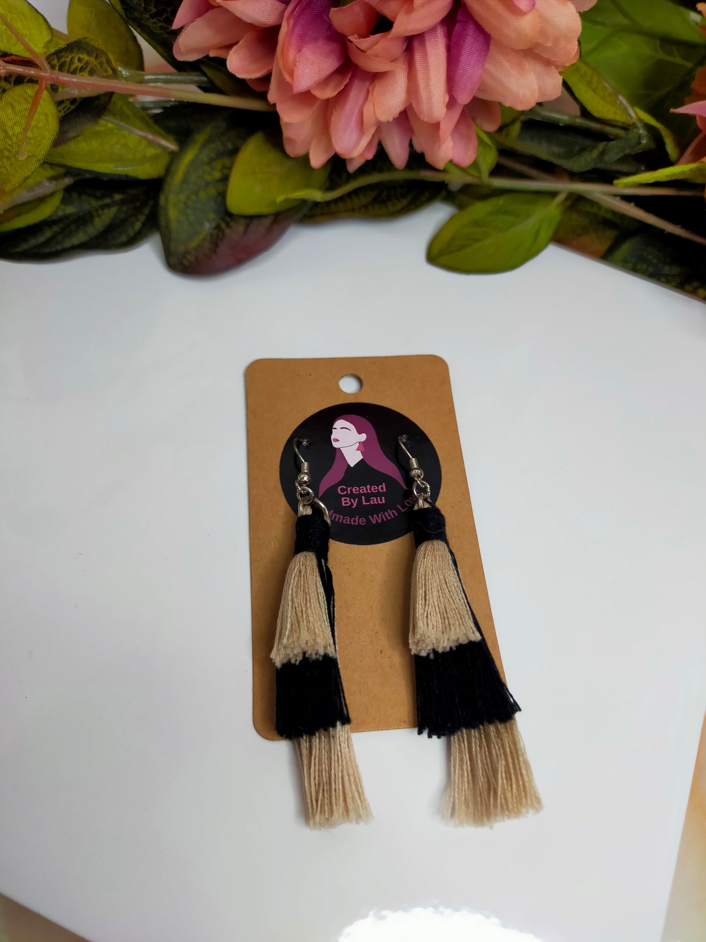 "Birdie" 2 Colour with 2 Colour Wrap Tassel Earrings Gold Plated