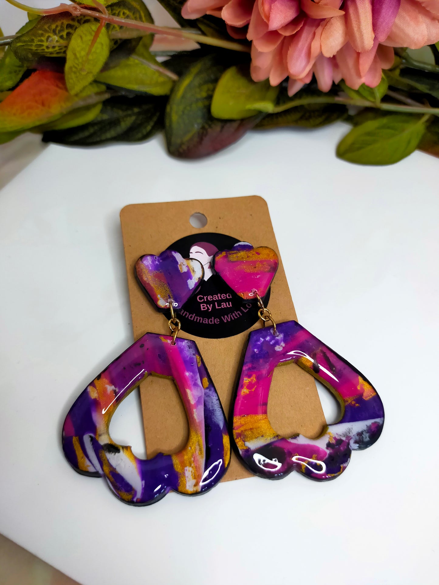 "Avery" Tulip Tie-Effect Multi Polymer Clay Stud Dangle Earrings