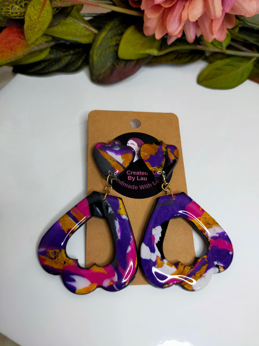 "Avery" Tulip Tie-Effect Multi Polymer Clay Stud Dangle Earrings
