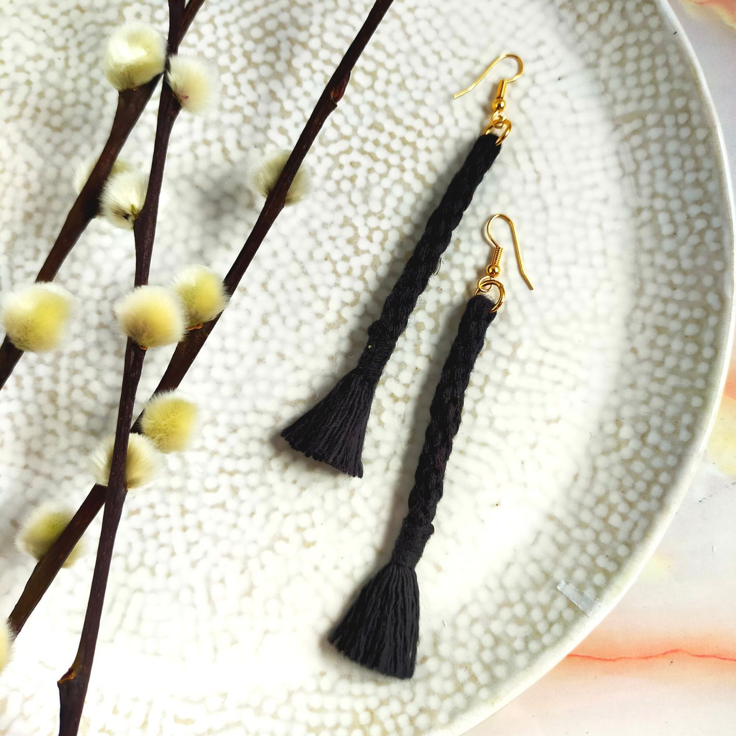 "Bree" Macramé Loop Tassel Earrings