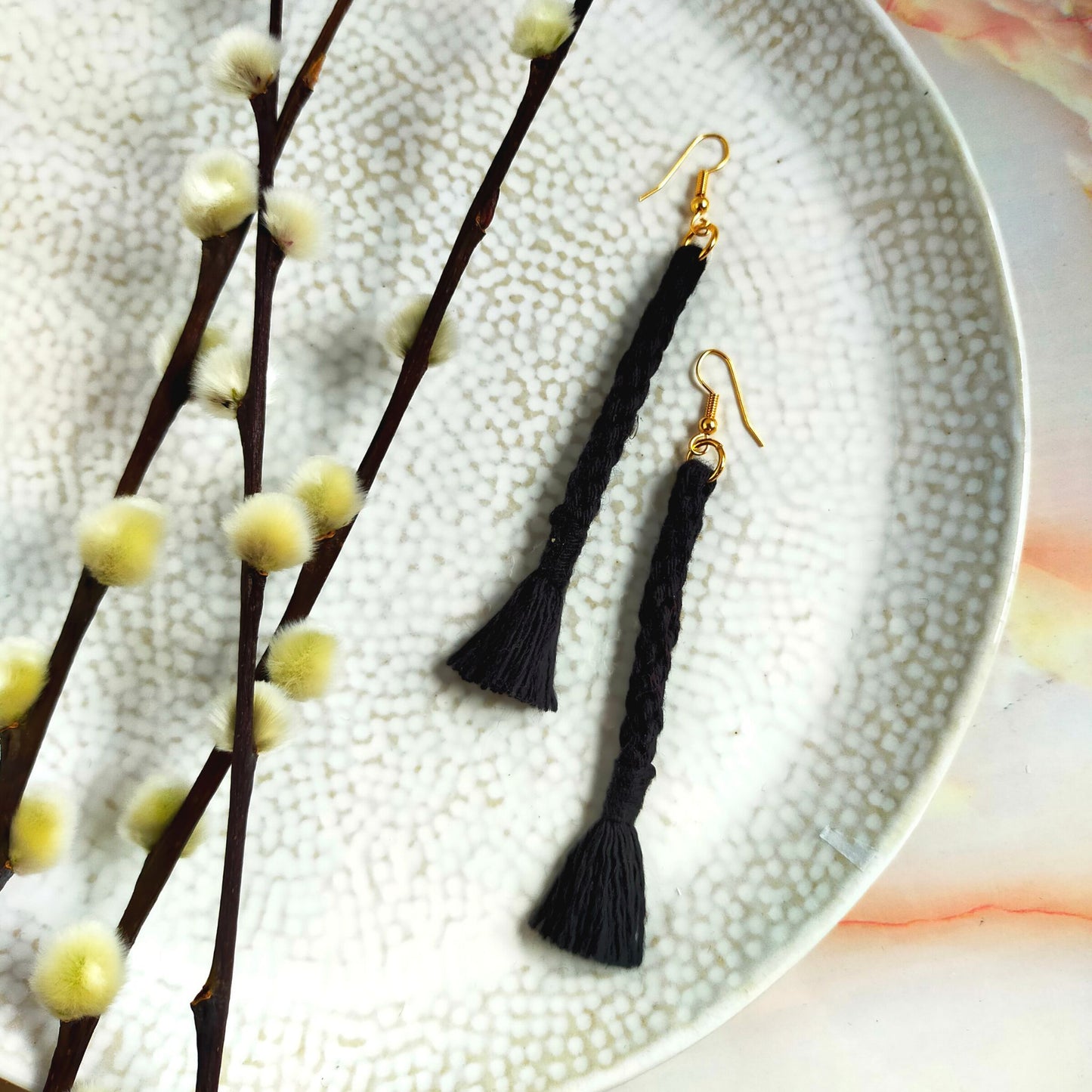 "Bree" Macramé Loop Tassel Earrings