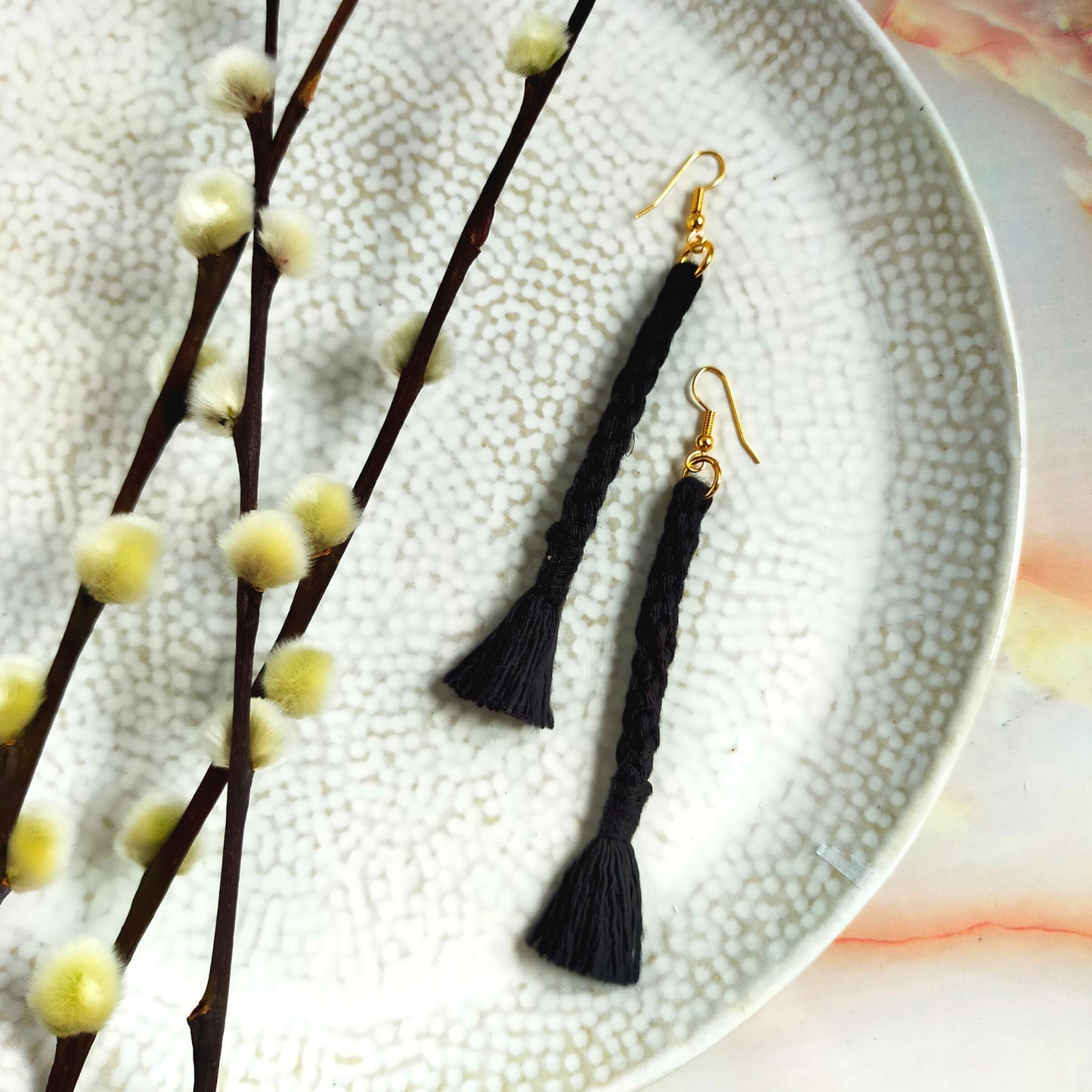 "Bree" Macramé Loop Tassel Earrings
