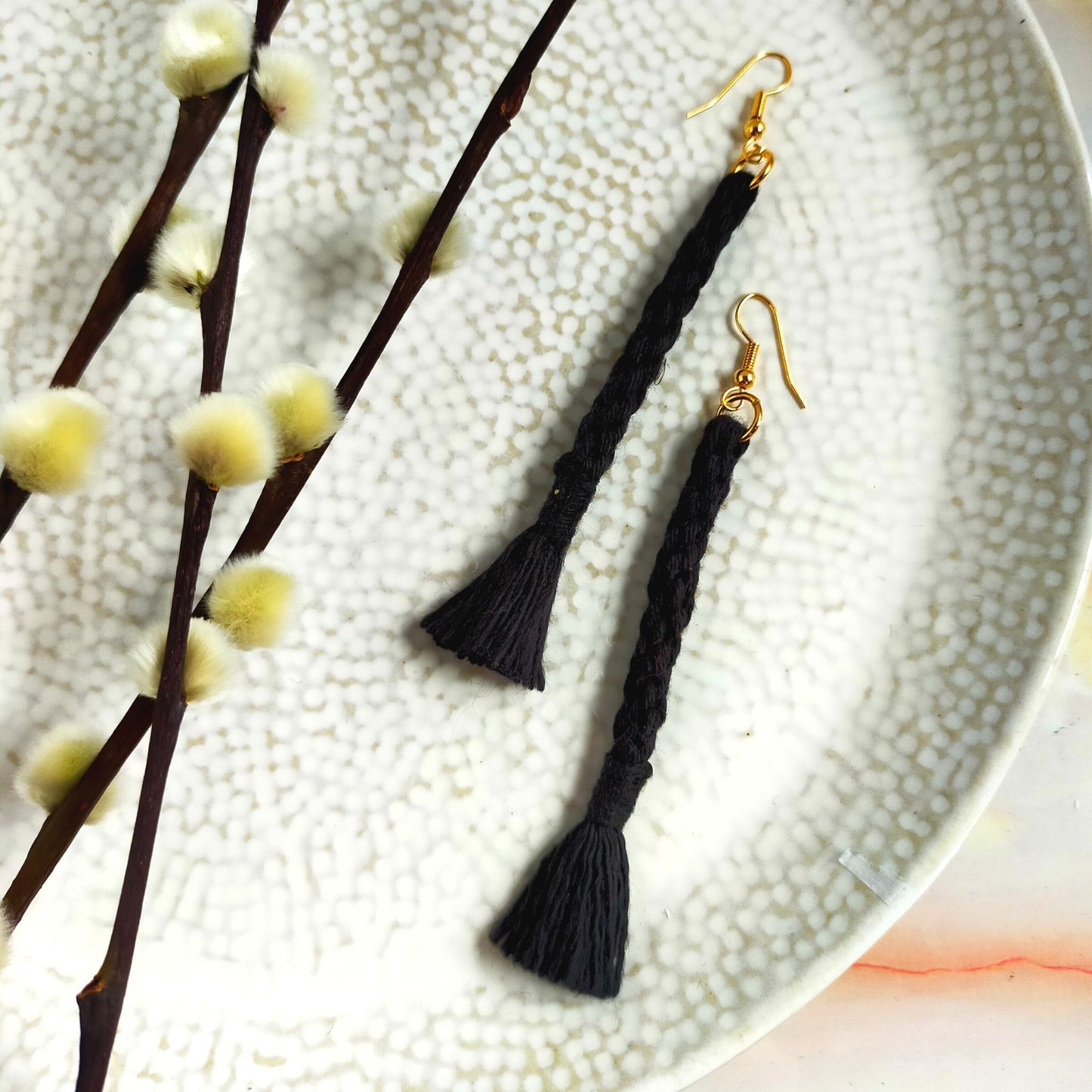 "Bree" Macramé Loop Tassel Earrings