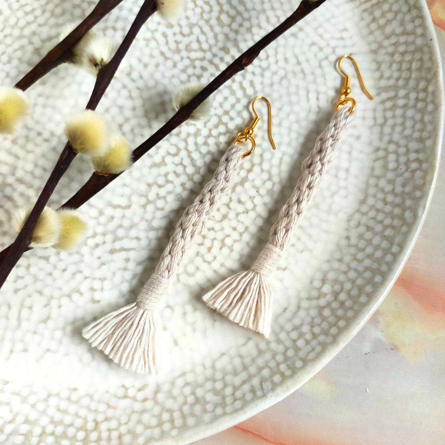 "Bree" Macramé Loop Tassel Earrings