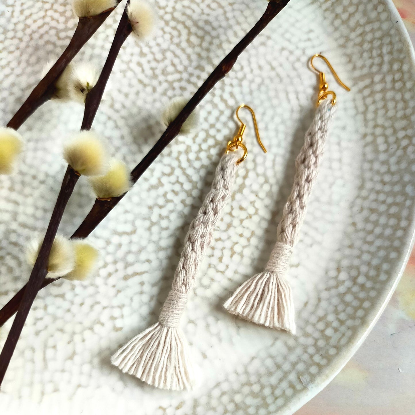 "Bree" Macramé Loop Tassel Earrings