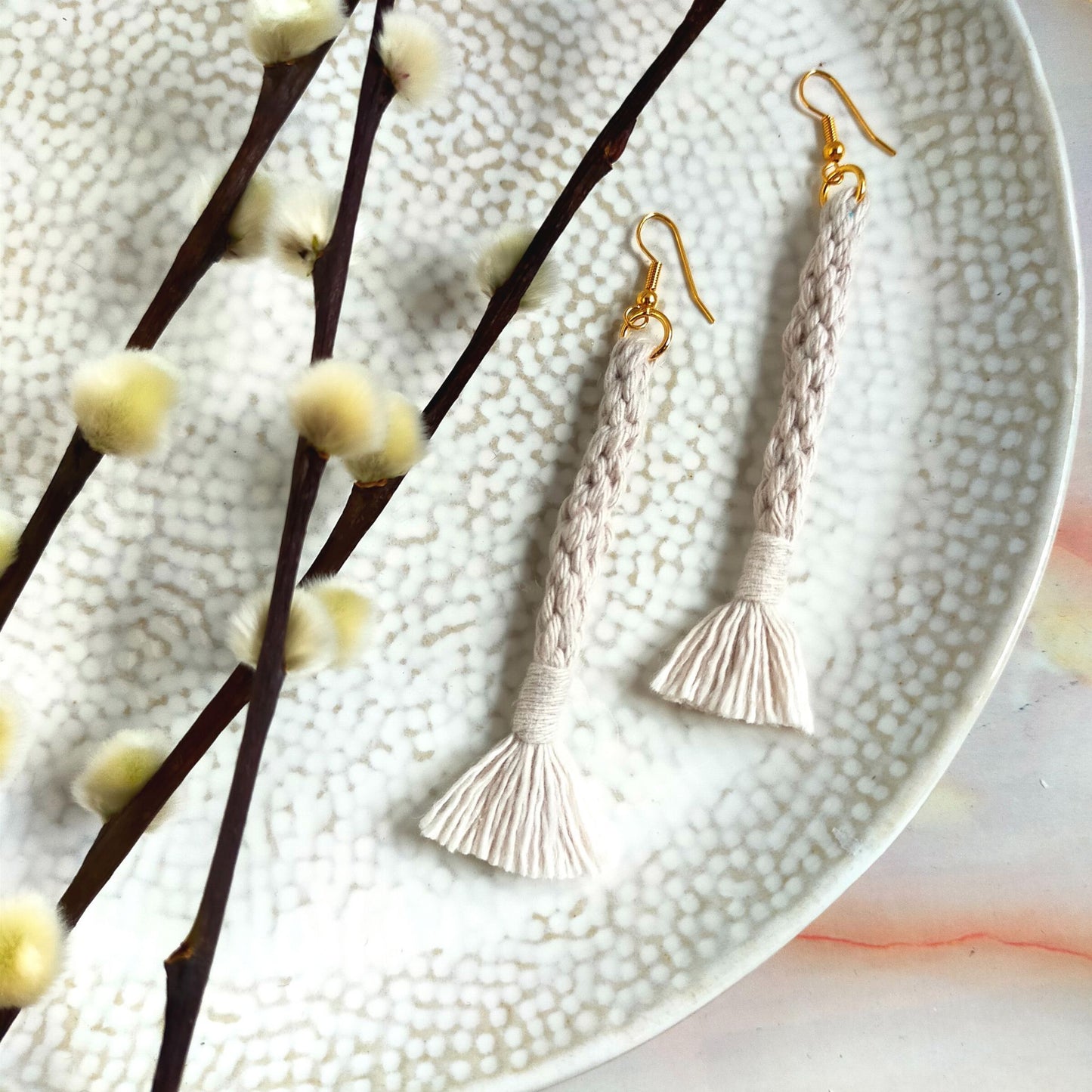 "Bree" Macramé Loop Tassel Earrings