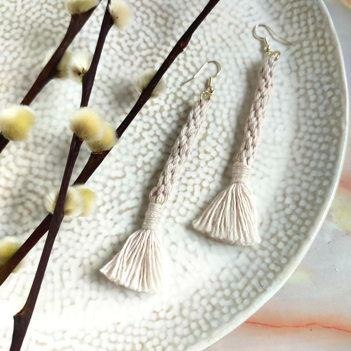 "Bree" Macramé Loop Tassel Earrings