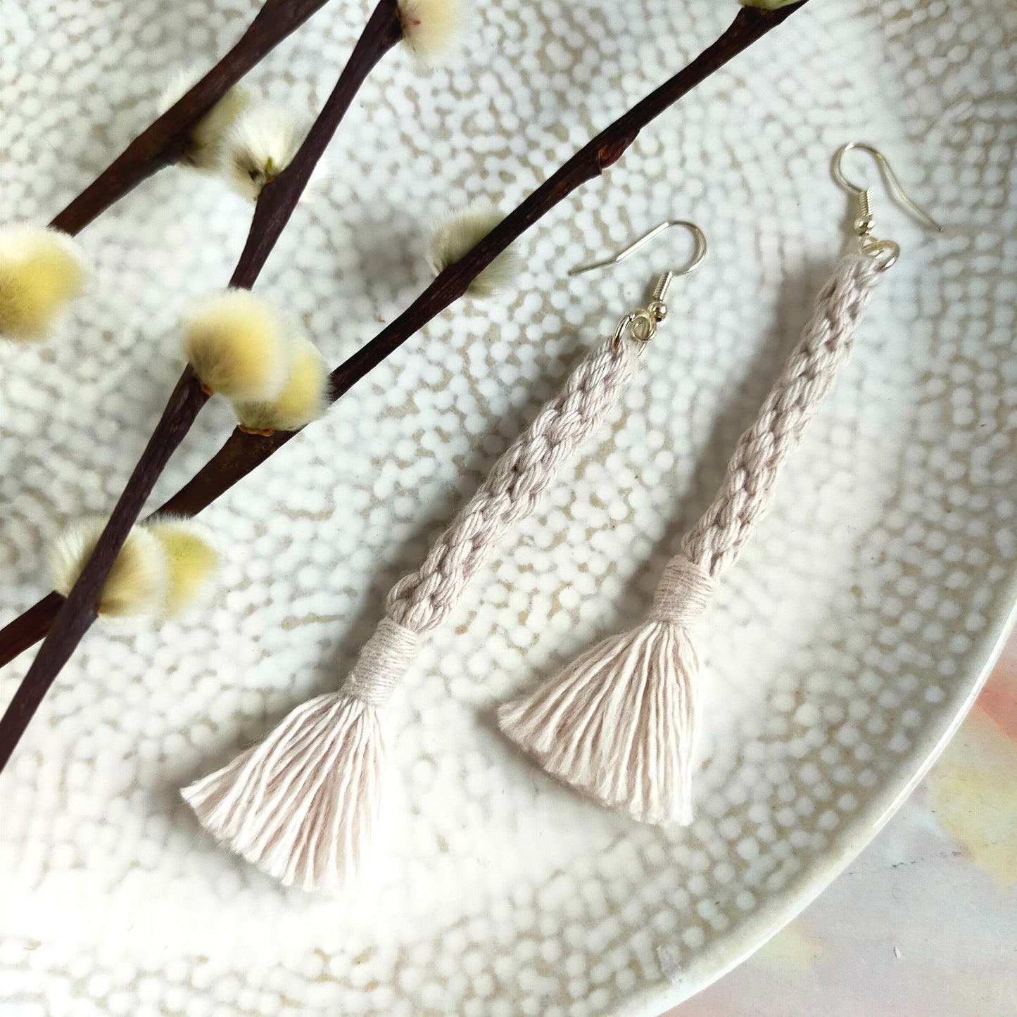 "Bree" Macramé Loop Tassel Earrings