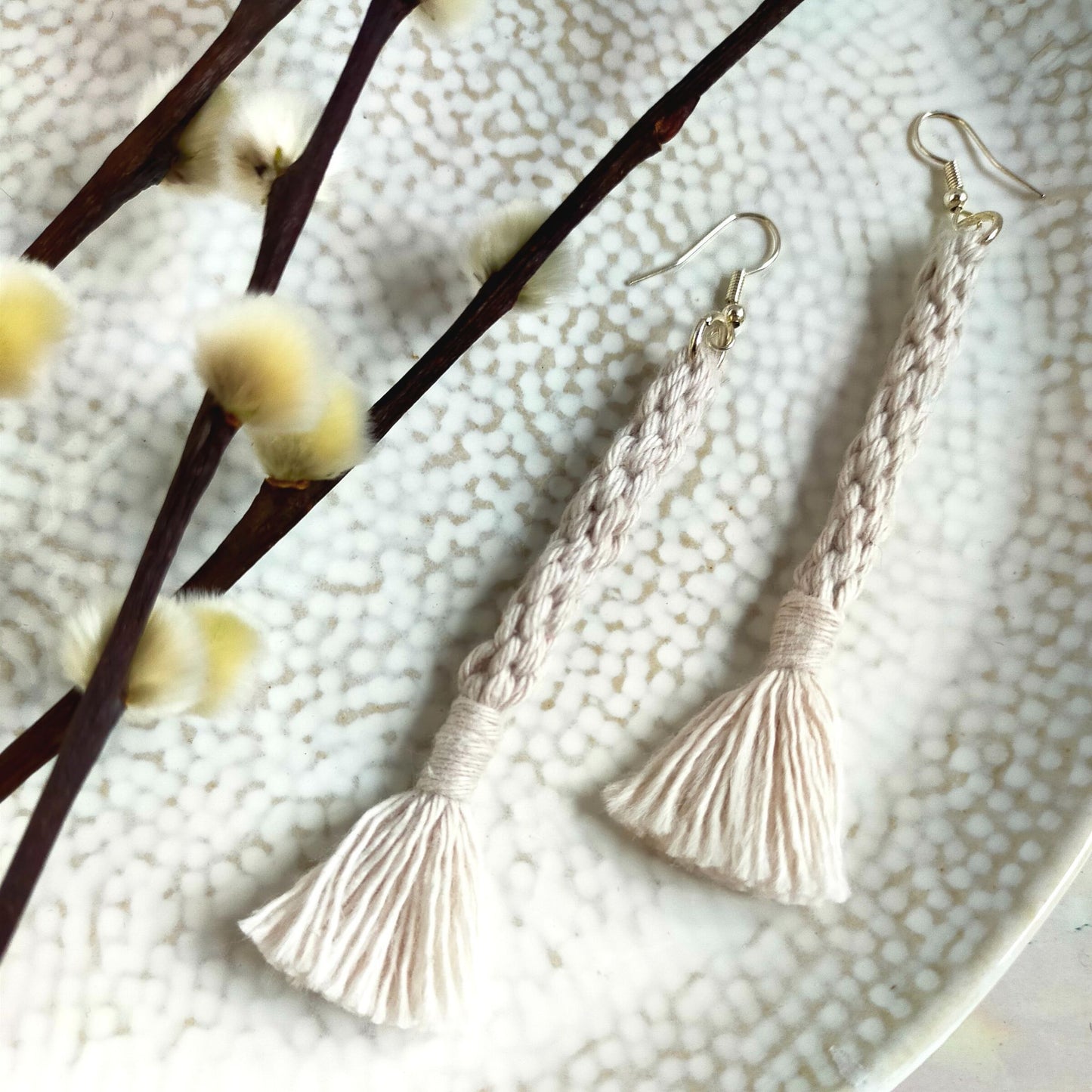 "Bree" Macramé Loop Tassel Earrings