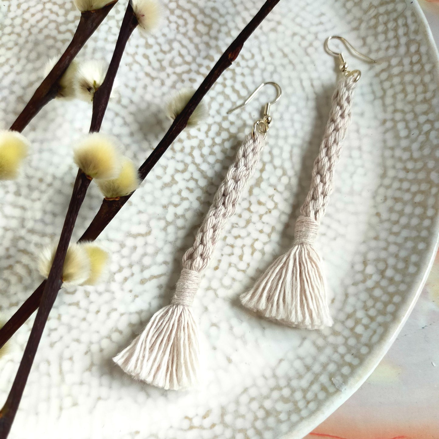 "Bree" Macramé Loop Tassel Earrings