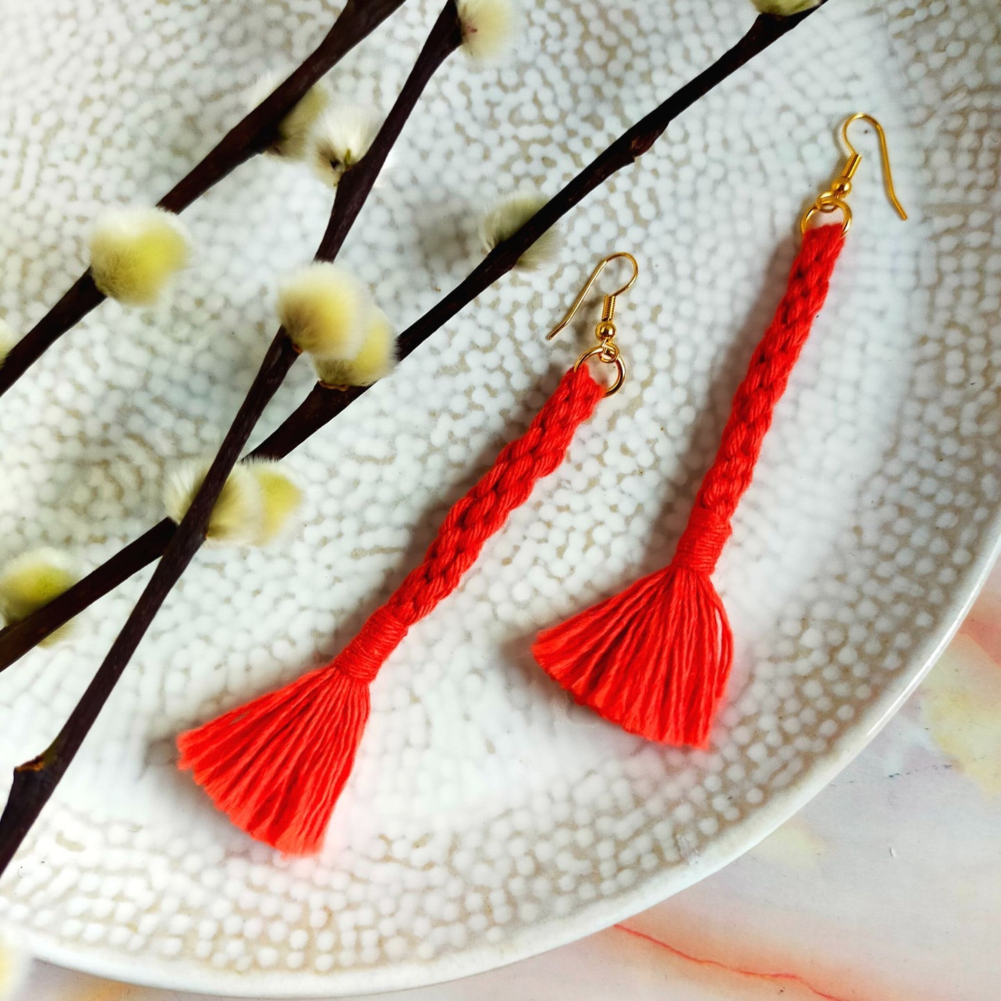 "Bree" Macramé Loop Tassel Earrings
