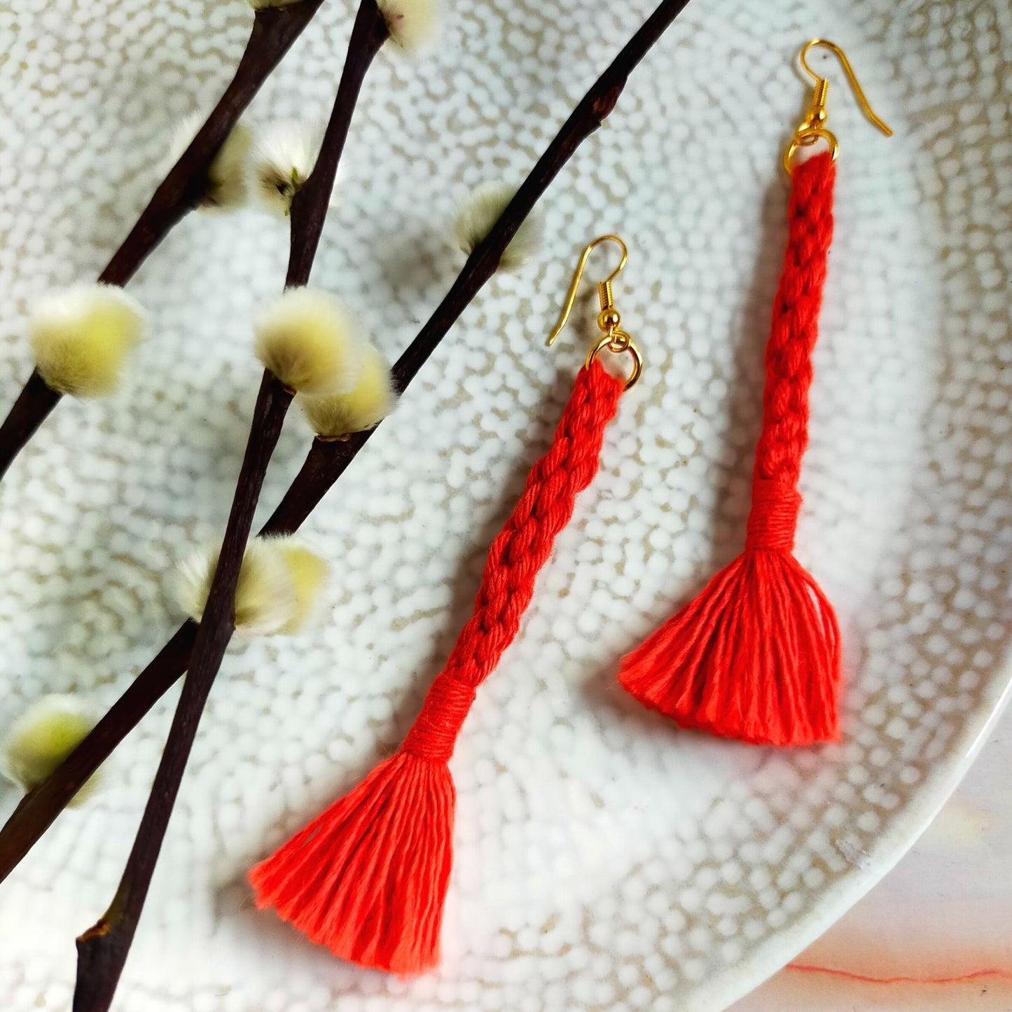 "Bree" Macramé Loop Tassel Earrings