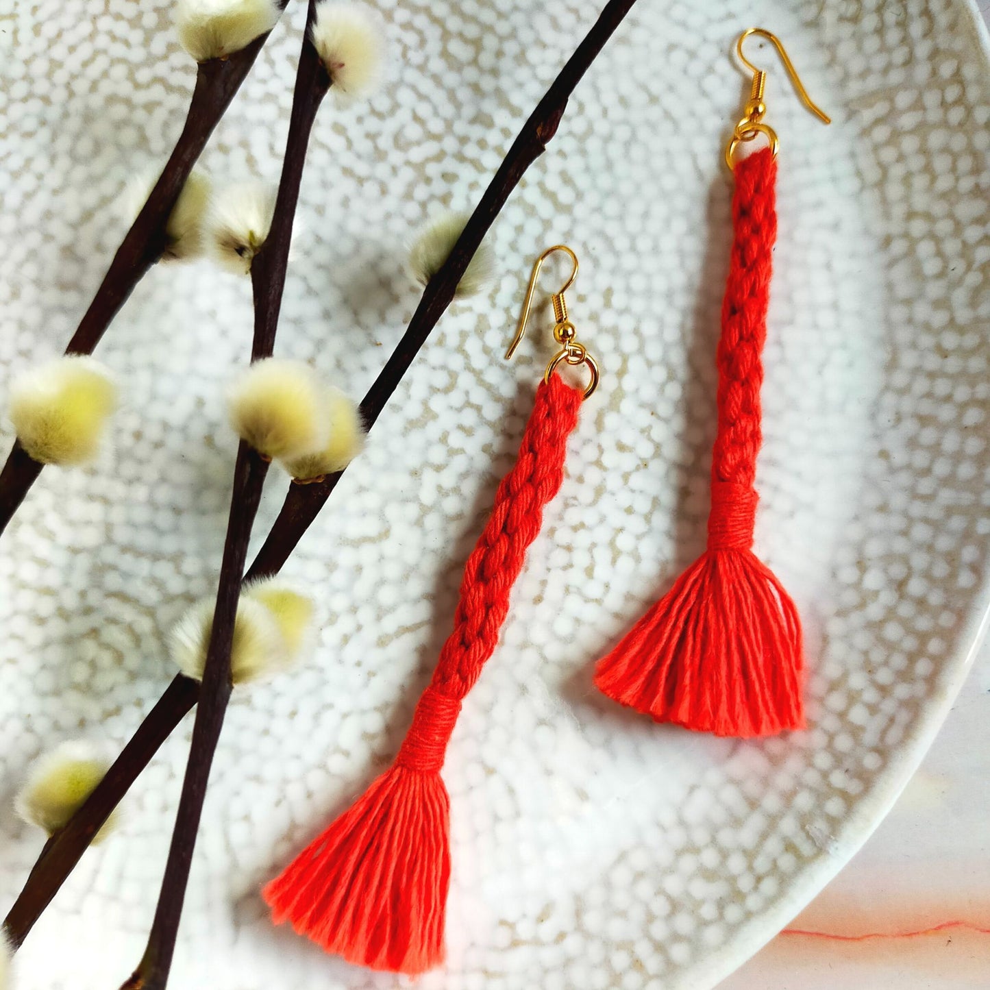 "Bree" Macramé Loop Tassel Earrings