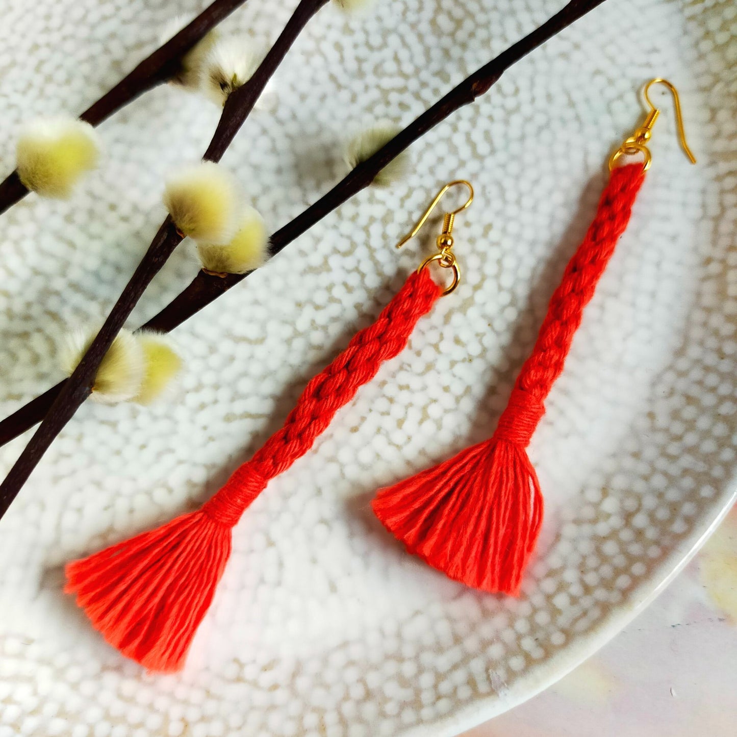"Bree" Macramé Loop Tassel Earrings