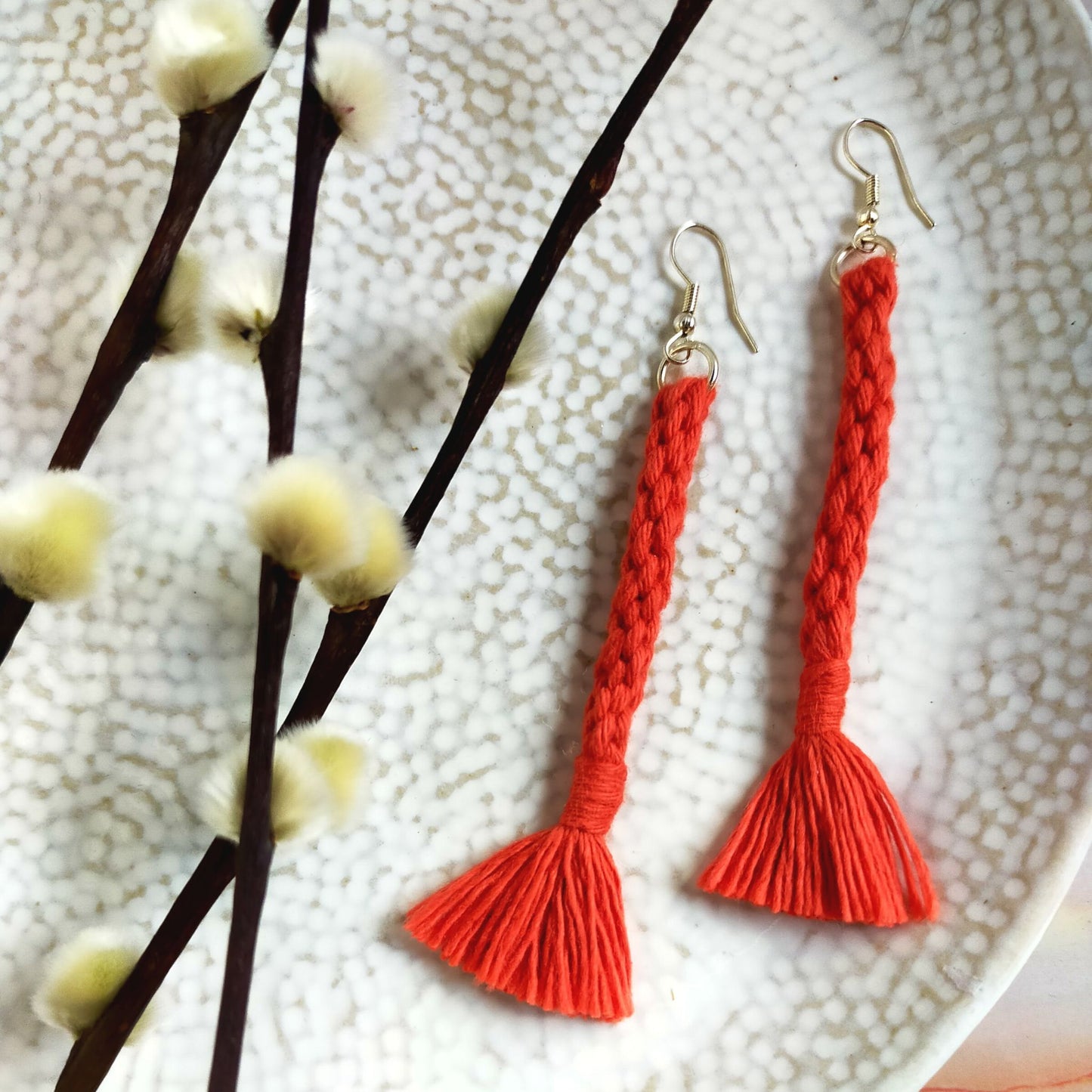 "Bree" Macramé Loop Tassel Earrings