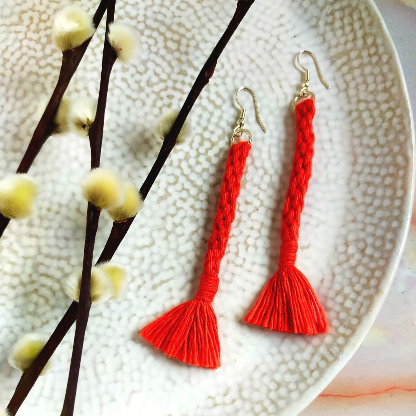 "Bree" Macramé Loop Tassel Earrings