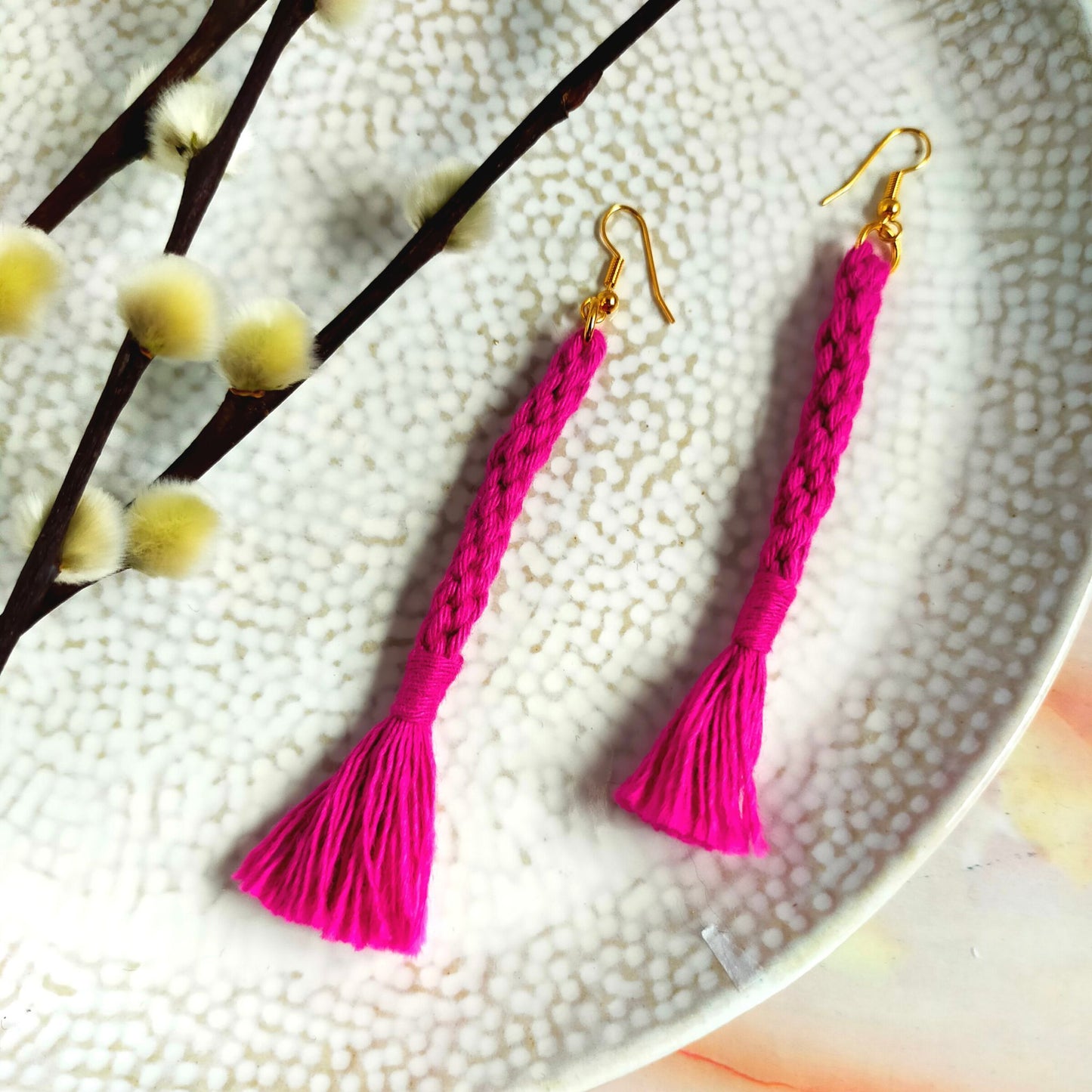 "Bree" Macramé Loop Tassel Earrings
