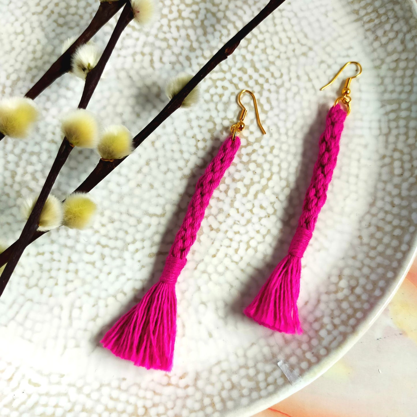 "Bree" Macramé Loop Tassel Earrings