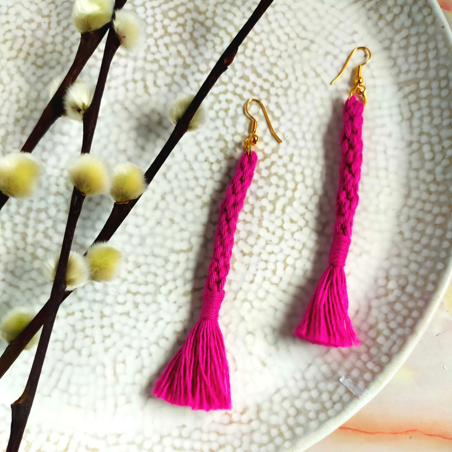 "Bree" Macramé Loop Tassel Earrings