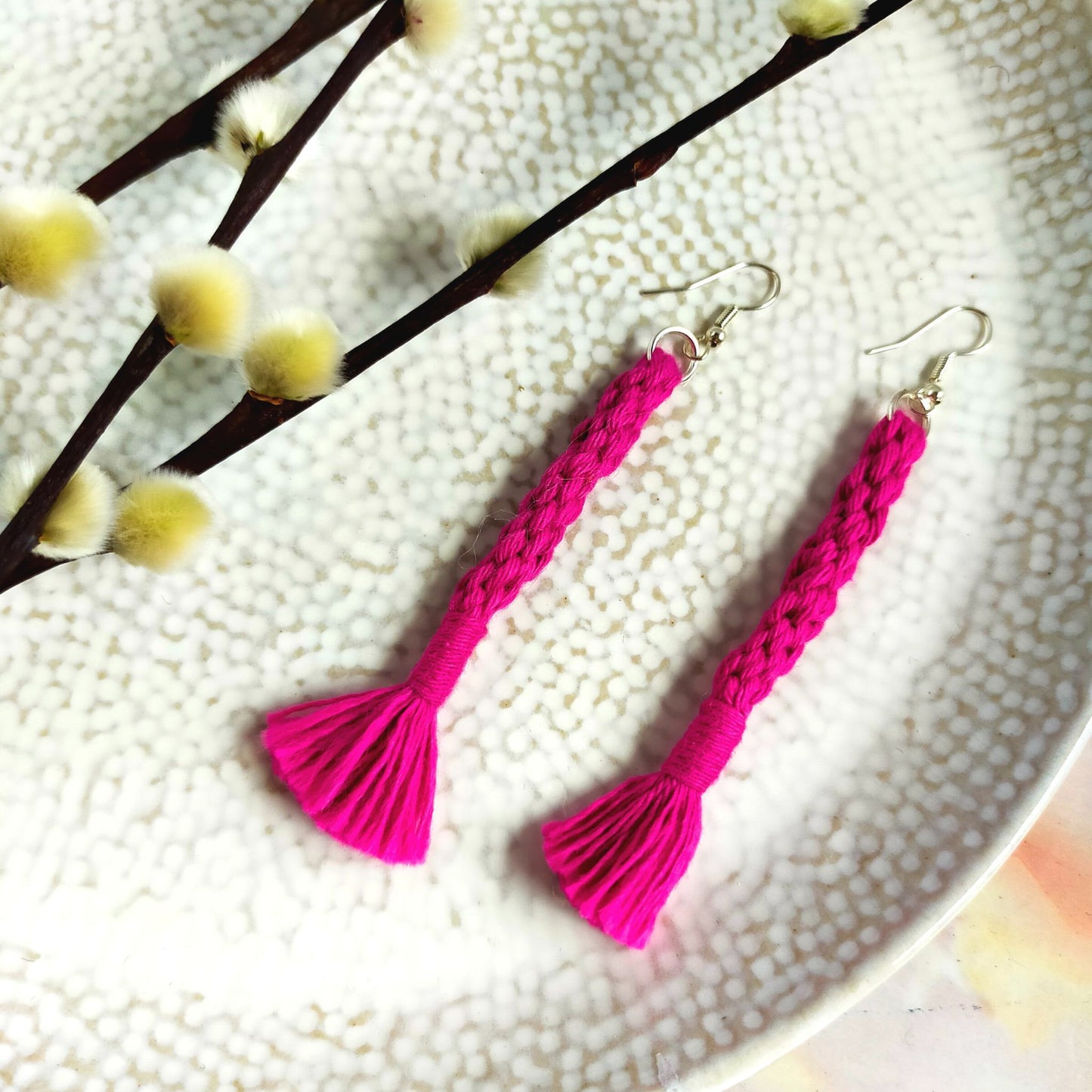 "Bree" Macramé Loop Tassel Earrings