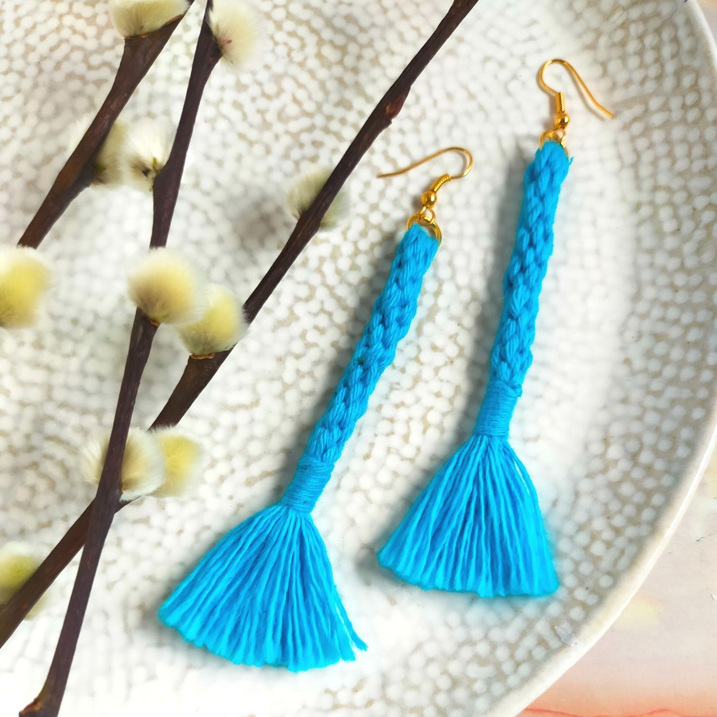 "Bree" Macramé Loop Tassel Earrings