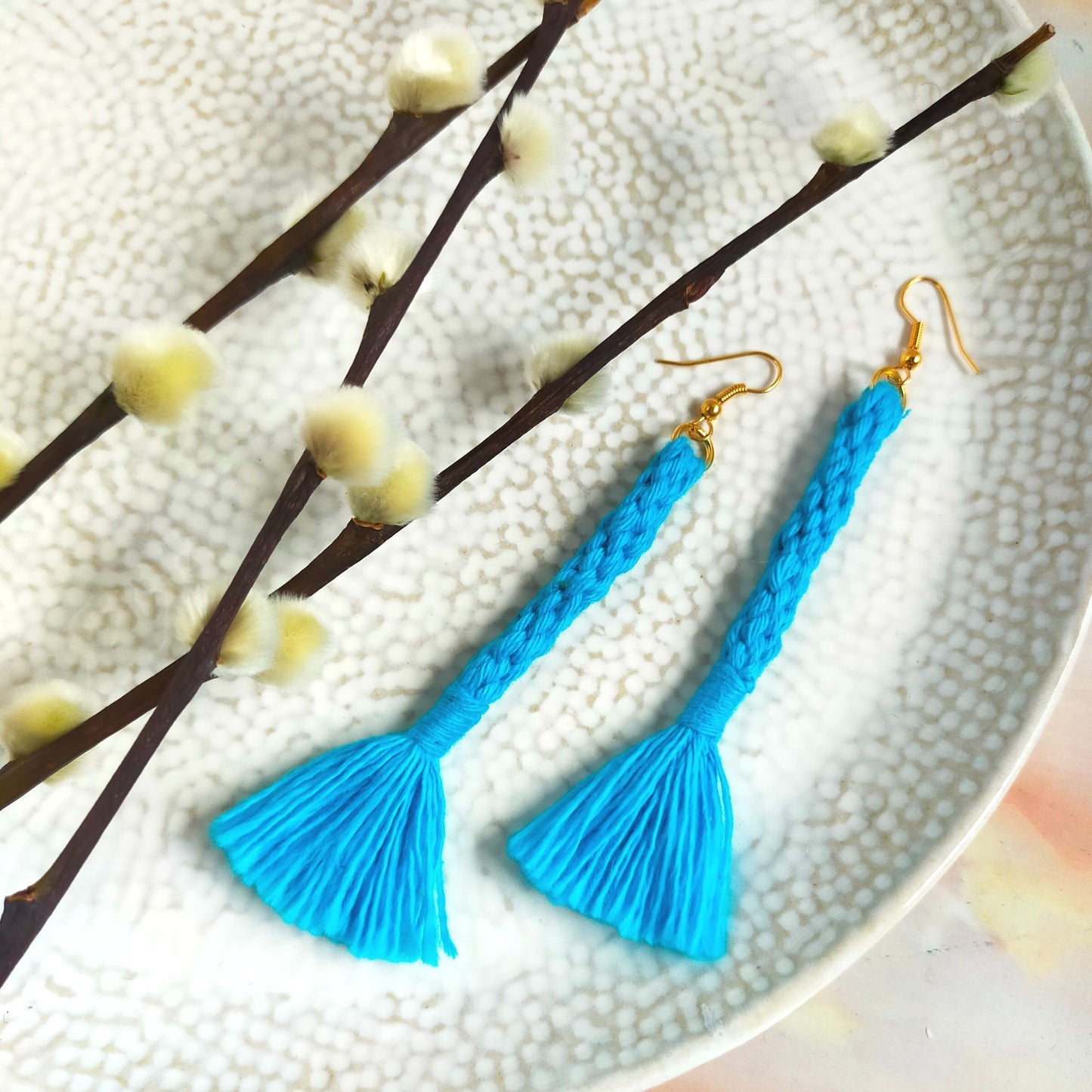"Bree" Macramé Loop Tassel Earrings