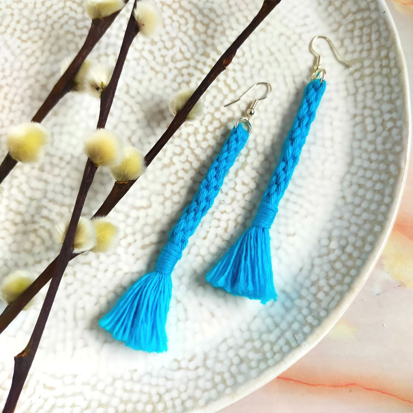 "Bree" Macramé Loop Tassel Earrings