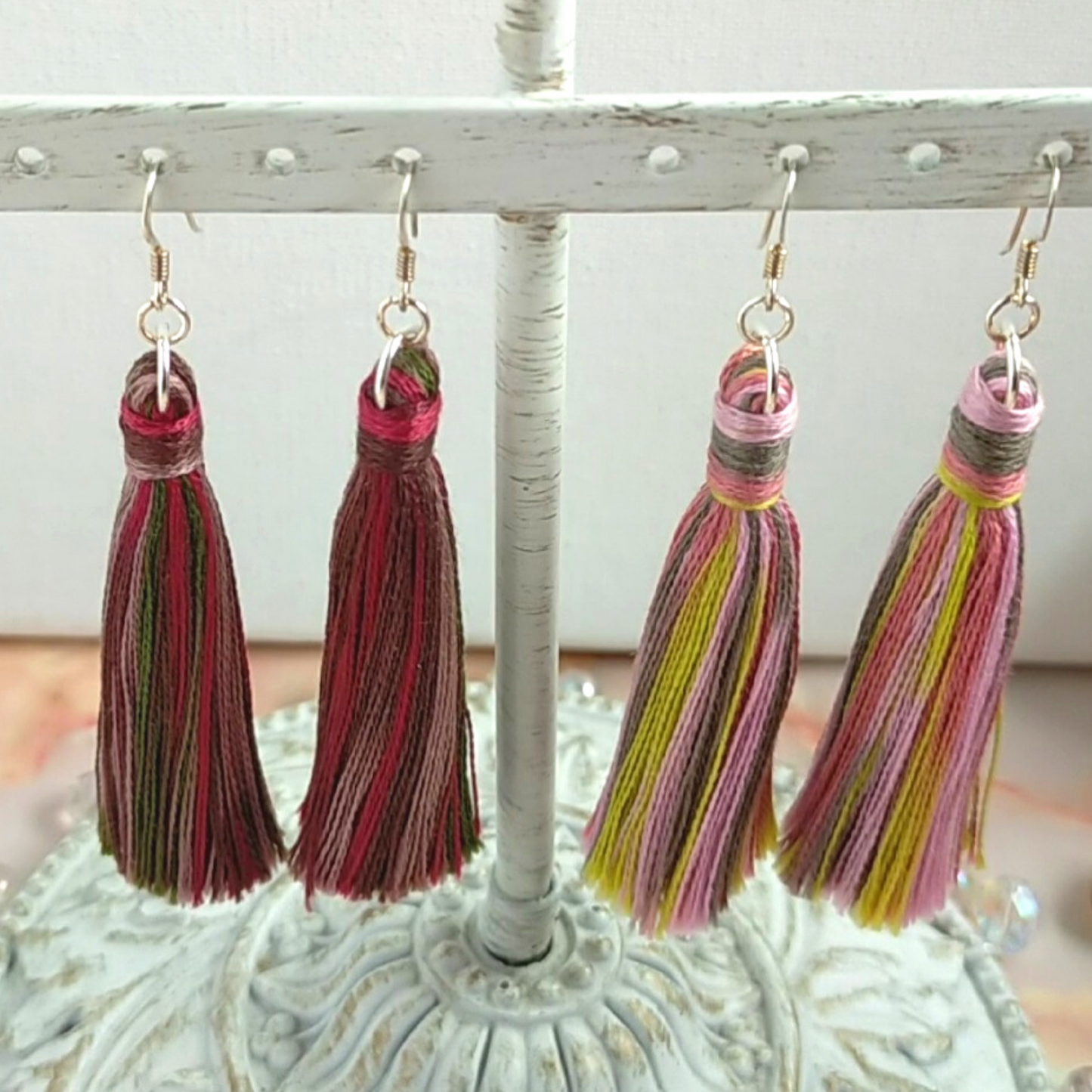 "Cora" Sterling Silver Berries Tassel Earrings