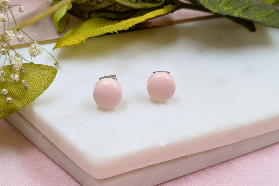 Handmade Bridget resin stud earrings by Created By Lau — small stud earrings made in Shipley, West Yorkshire