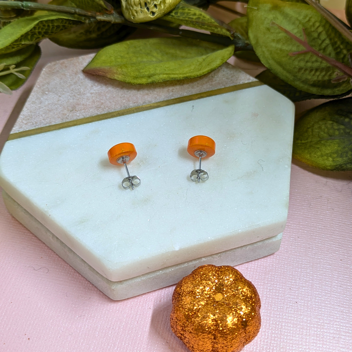 Bridget Pumpkin Resin Stud Earrings