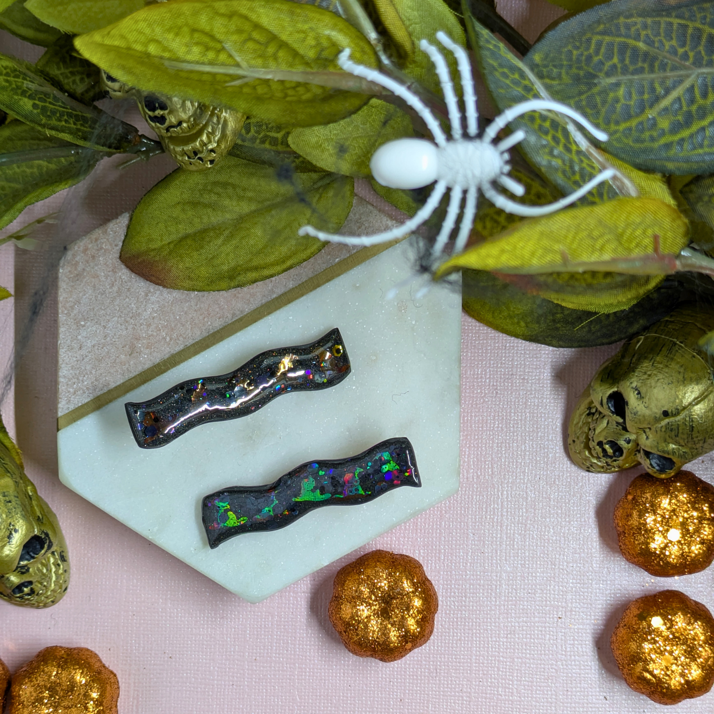 Glitter Witch Hat Wavy Polymer Clay Hair Slides