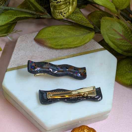 Glitter Witch Hat Wavy Polymer Clay Hair Slides