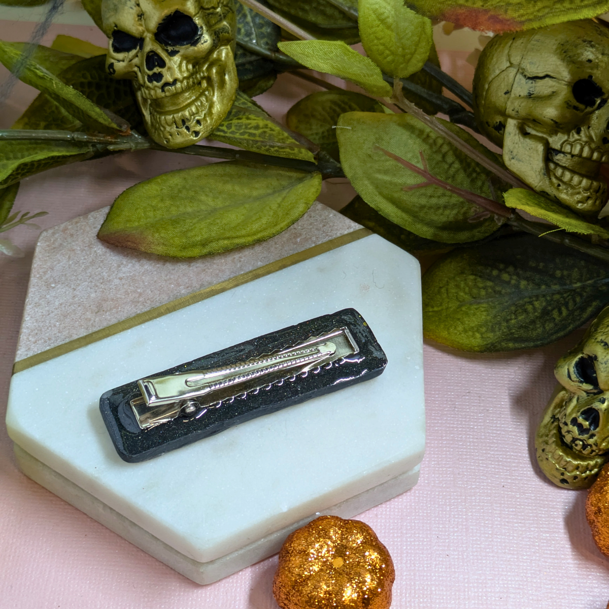 Pumpkin Polymer Clay Halloween Hair Slide