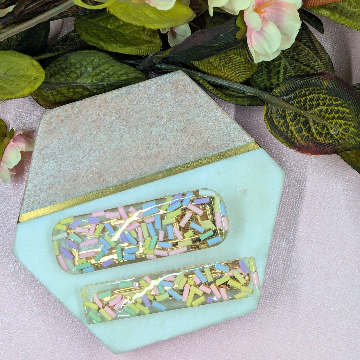 2 Pack Resin Sprinkles Hair Clip Slides