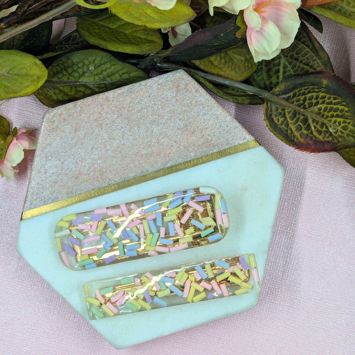 2 Pack Resin Sprinkles Hair Clip Slides