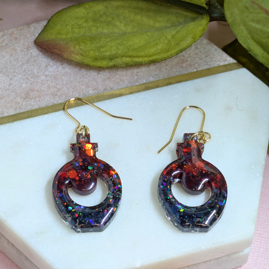 Glitter Potion Bottle Resin Dangle Earrings