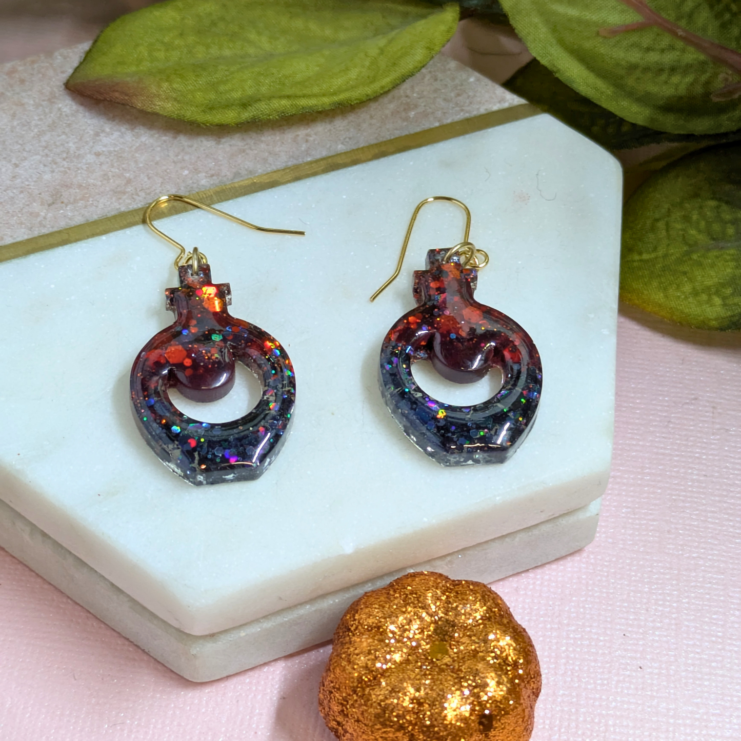Glitter Potion Bottle Resin Dangle Earrings