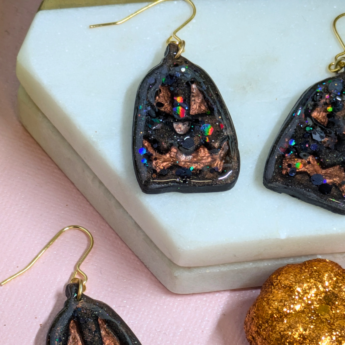 Scary Pumpkin Polymer Clay Dangle Earrings