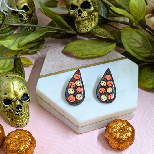 Pumpkin Drop Polymer Clay Stud Earrings
