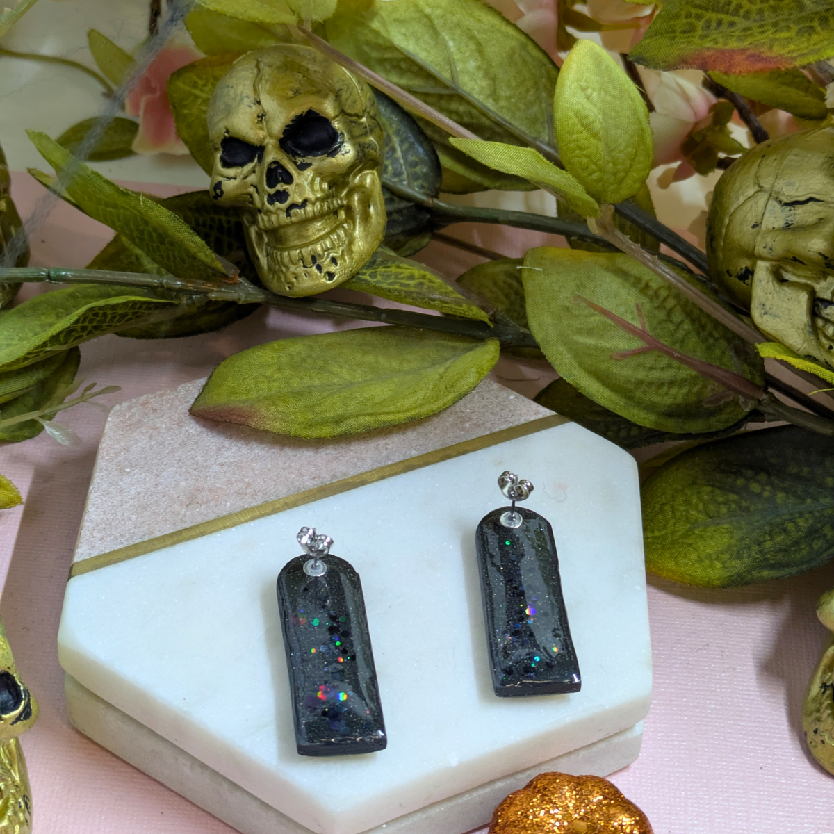 Pumpkin Arch Polymer Clay Stud Earrings