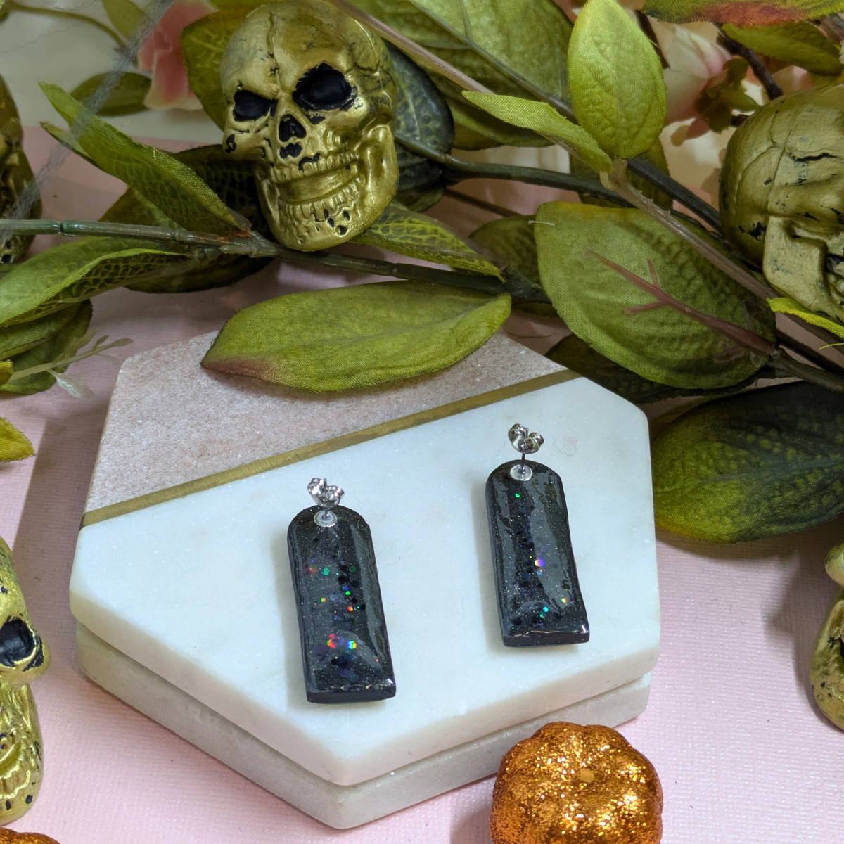 Pumpkin Arch Polymer Clay Stud Earrings